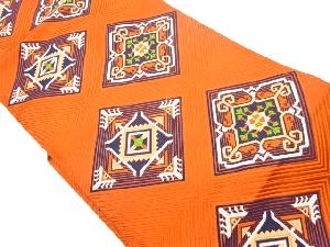 菱に抽象華文模様織出し名古屋帯